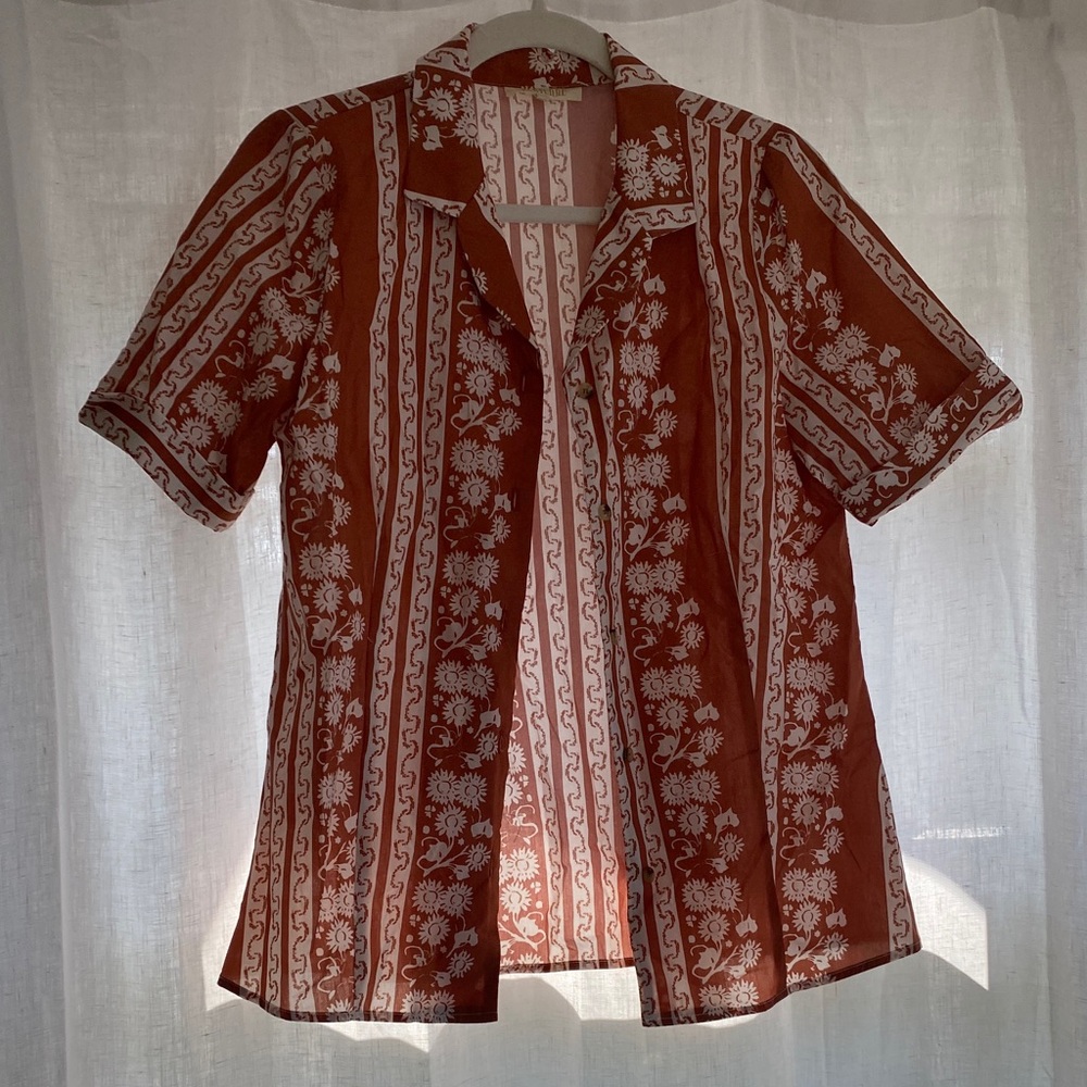 Parterre (Julia Berolzheimer) Merlyn Rust Floral Button Down Shirt